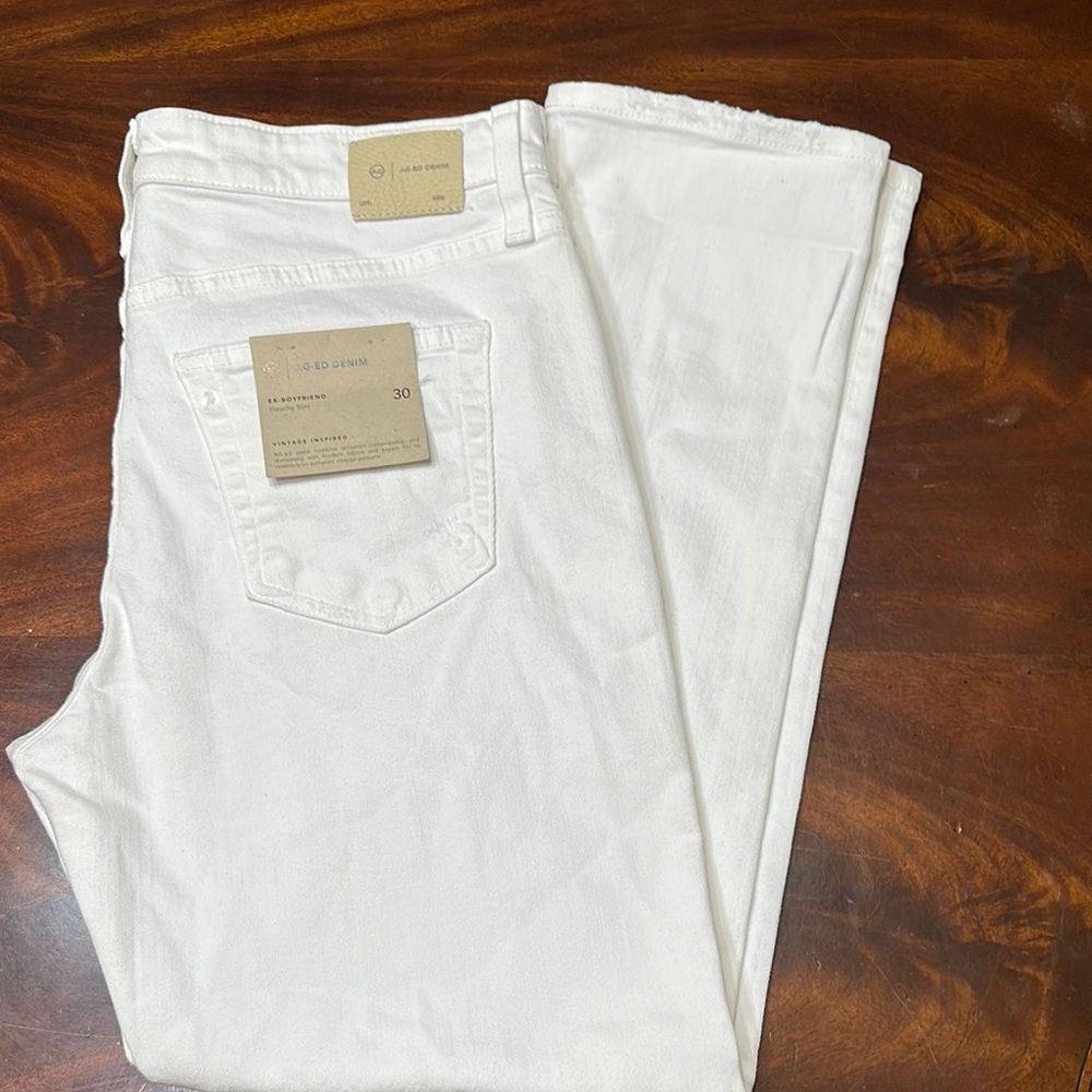 AG Adriano Goldschmied Women's White Boyfriend Jeans - Picture 2 of 8